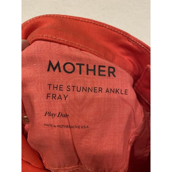 Mother Jeans Womens 27 Red The Stunner Ankle Fray Play Date Cropped Raw Hem - Picture 5 of 7